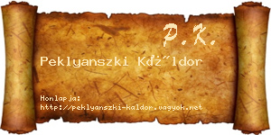 Peklyanszki Káldor névjegykártya